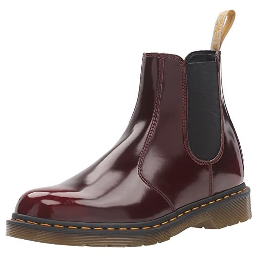 Dr. Martens Vegan 2976, Botas Chelsea Unisex-Adulto, Cepillo Cambridge de Color Rojo Cereza 600, 40 EU