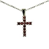 9ct Gold 24x17mm Garnet set Cross with a 1.4mm wide belcher Chain 20 inches