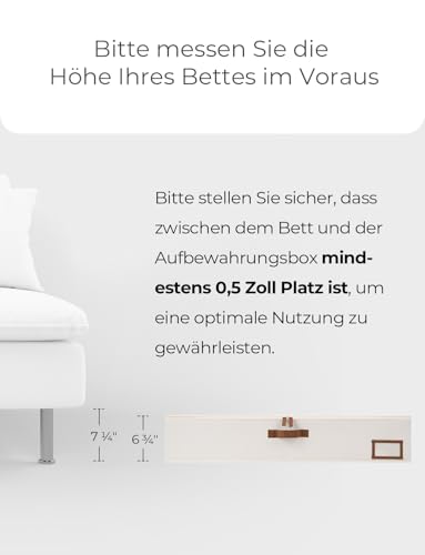 StorageWorks Aufbewahrungsbox unter dem Bett, extra große Aufbewahrung Organizer mit Deckel, robuste Unterbett Aufbewahrungsbox mit Deckel für Kleidung, Stoff Unterbettbox, elfenbeinweiß, 2 Stück