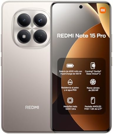 XIAOMI REDMI Note 15 Pro - Smartphone de 8+256GB, Pantalla AMOLED...