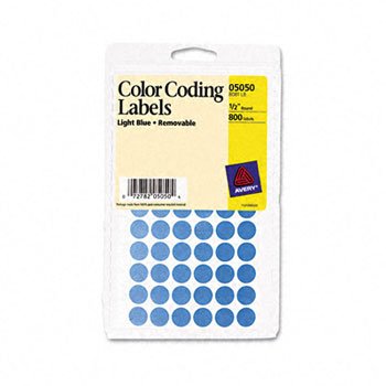 Avery Removable Self-Adhesive Round Color-Coding Labels LABEL,.5RND,8C/PK,LBL (Pack of30)