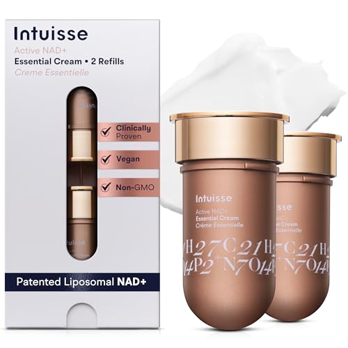 Intuisse - NAD+ Essential Cream – Rejuvenating Cream with Natural Peptides & Squalane - 5% Pharma-Grade NAD+ Advanced Liposomal Formula – Skin Tightening, Intensely Hydrating - 15ml - 2 Pk - Refills