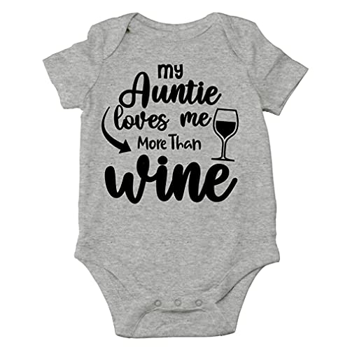AW Fashions My Auntie Loves Me More Than Wine Baby Bodysuit Funny Adorable Cute Infant Bodysuit Girls Boys
