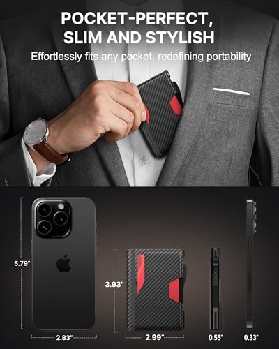 typecase Wallet for Men: Rfid-blocking with Money Clip Slim Leather Bifold ID Window Smart Pop Up Card Case Front Pocket Wallet with Gift Box (Carbon Fiber Black)4