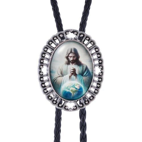 Image of Jeilwiy Bolo Tie for Men Western Cowboy Gothic Bolo Tie Necklace Halloween | Glow in Dark Bolo Tie for Men Women, 3D Halloween Bolo Tie, Gothic Western Ties, String Ties for Men Rodeo Leather Necktie