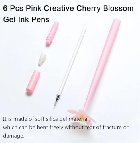 6 bolígrafos gel AKOAK Sakura negro 0.5 mm paquete miniatura 3