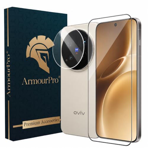 Image of ArmourPro Tempered Glass and Clear Camera Lens Protector for Vivo X300 Pro, Edge to Edge Screen Guard, Anti-Bubble, Scratch Resistant, Anti-Fingerprint, Installation Kit | Clear