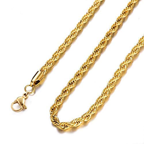 Gold Rope Chain Gold 24k Plated Chain Gold Rope Chain Necklace 24k