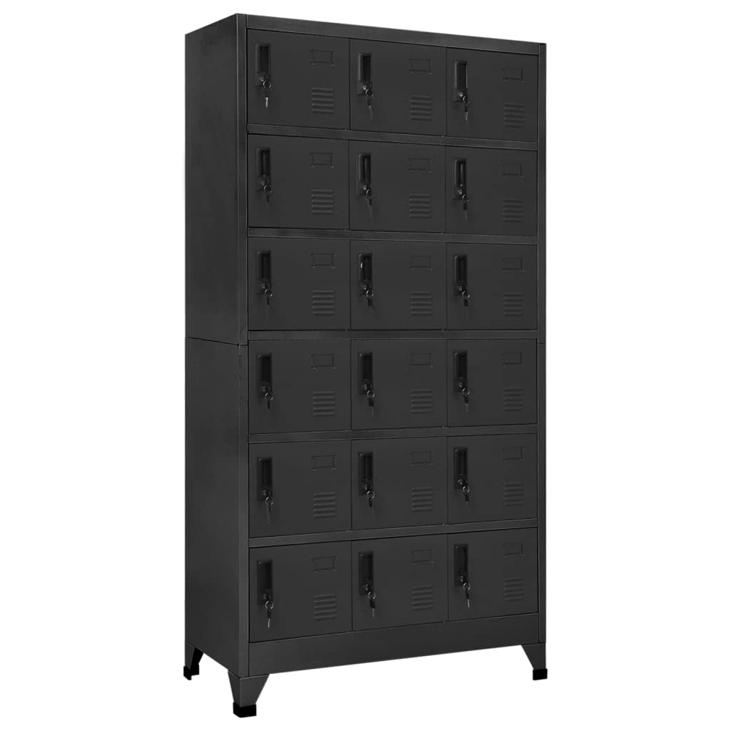 vidaXL Armoire à Casiers Classeur Meuble de Rangement d'Equipements de Sport Produits de Nettoyage Intérieur Bureau Anthracite 90x40x180 cm Acier