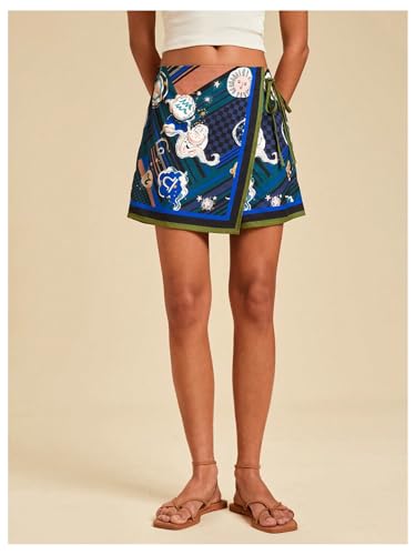 Image of SweatyRocks Women's Boho Mini Skirts Floral Shorts Tie Side Wrap Skorts