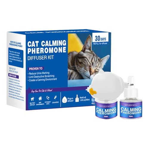 Difusor Calmante Gato - Pheromonas Relajantes, Antiestrés | Fórmula 60 Días Para Reducir Agresividad, Calmar Comportamiento Nervioso, Evitar Arañazos, Paz En Espacios Interiores