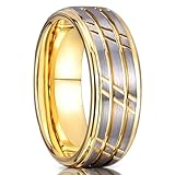Concept Knight Tungsten Carbide Men's Rings wedding bands for men 8mm Fashion Golden groove Matte Finish Couple Engagement Ring Polished Edge Comfortable Fit (8mm golden groove, 10.5)