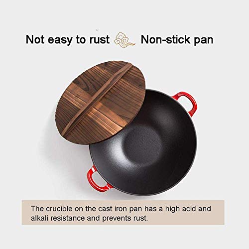 CTCOIJRN Edelstahl-Wok-Pfanne 36 cm ohne Antihaftbeschichtung mit Deckel und Griff for alle Herdarten geeignet, inklusive Induktions-Glasabdeckung