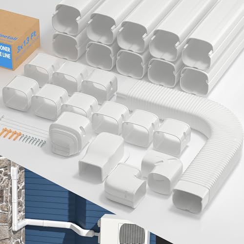 WEETALL 3" 16Ft Mini Split Line Set Cover with Flexible Pipe, Decorative Pipe Line Cover Kit for Mini Split and Central Air Conditioner & Heat Pump, Indoor & Outdoor