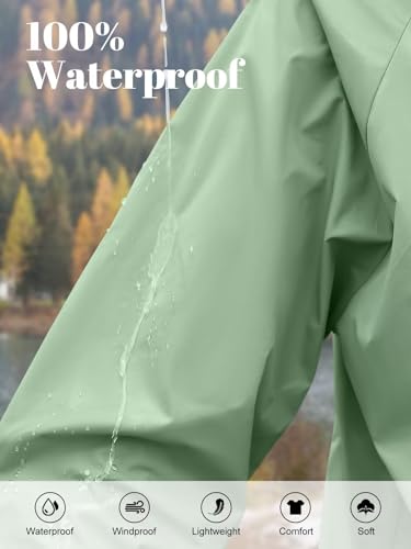 PITINAN Womens Rain Jacket With Hood Lightweight Waterproof Raincoat With Hood for Women Outdoor Raincoat Sage Green M — view 4