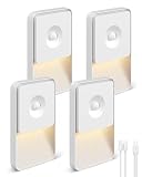 GOODEA Rechargeable Motion Sensor Night Lights for Stairs, Magnetic Stair Lights Indoor, Warm Dimmable Night Light for Hallway,Bathroom,Bedroom,Closet(4 Pack)