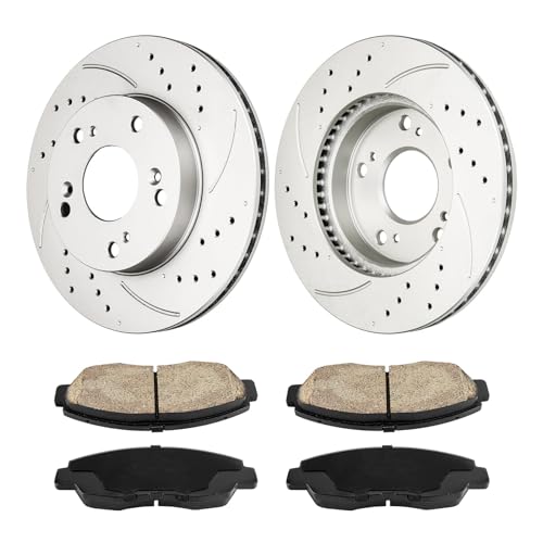 AUTOSITY Front Brake Kits, Brake Rotors and Ceramic Brake Pads Compatible with 2012 2013 2014 2015 Honda Civic 1.8L, Drilled Slotted Brake Rotors Pads Kit OEM# 31601 D1578 by AUTOSITY - Used condition - US$73.35