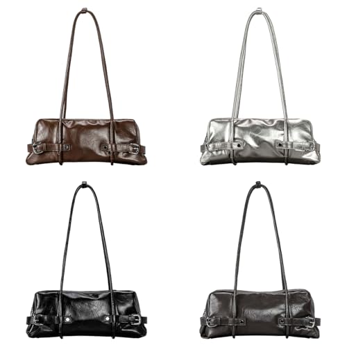 Sac à main rétro en cuir synthétique finitions soignées noir - 5
