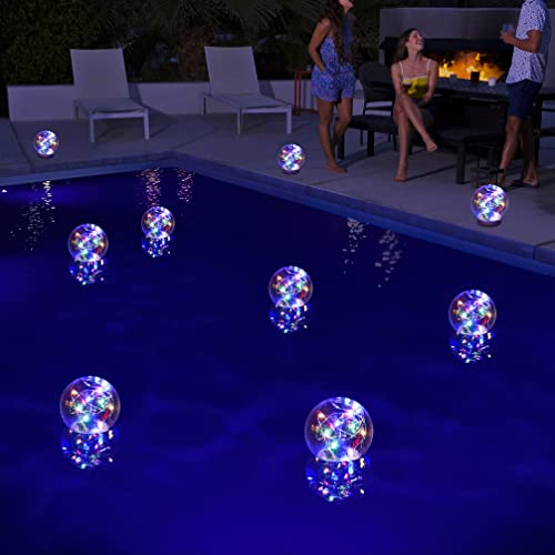 Ciavca Solar Floating Pool Lights, Colorful Solar Pool Lights That Float Glow In The Dark, 4" Led Pool Accessories Waterproof Floating Ball Lights For Pool Pond Patio Party Decor Christmas Gifts-2Pcs #TOP4