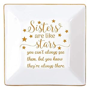 Mothers Day Gifts for Sisters Gifts from Sister Birthday Thanksgiving Christmas Valentine’s Day Gift Brother In Law Jewelry Dish Ring Trinket Tray -Sisters are Like Stars