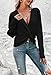 Pink Queen Women's Cute Comfy V Neck Long Sleeve Pullover Sweater Tops Casual Twist Crisscross Asymetric Hem Wrap Cropped Sweater Jumpers Black L