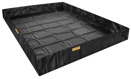 Image of Justrite Angle Bracket QuickBerm, 12' x 20' x 12 inch Large Oil Spill Containment Berm, 1,795 Gallon Spill Capacity, PVC Coated Fabric, Made in The USA, Black, 28074