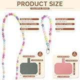 Smycz do telefonu, 1 x pasek na nadgarstek do telefonu i 1 x pasek crossbody i 4-pak zakładek na telefon komórkowy, modny stylowy 10 mm kolorowy pasek z koralikami do telefonu komórkowego bez ręki