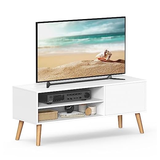 VASAGLE TV-Schrank, Lowboard, Fernsehschrank für Fernseher bis zu 55 Zoll, 120 cm lang, Fernsehtisch, für Wohnzimmer, Industrie-Design, weiß LTV120T46