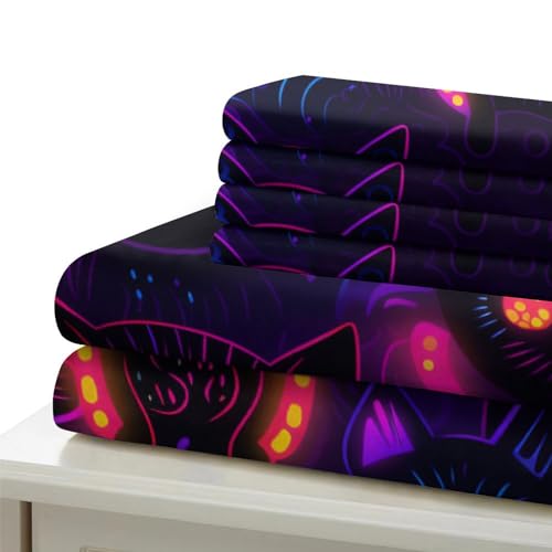 Housse de couette chat 3D parure de lit microfibre ado 200x200
