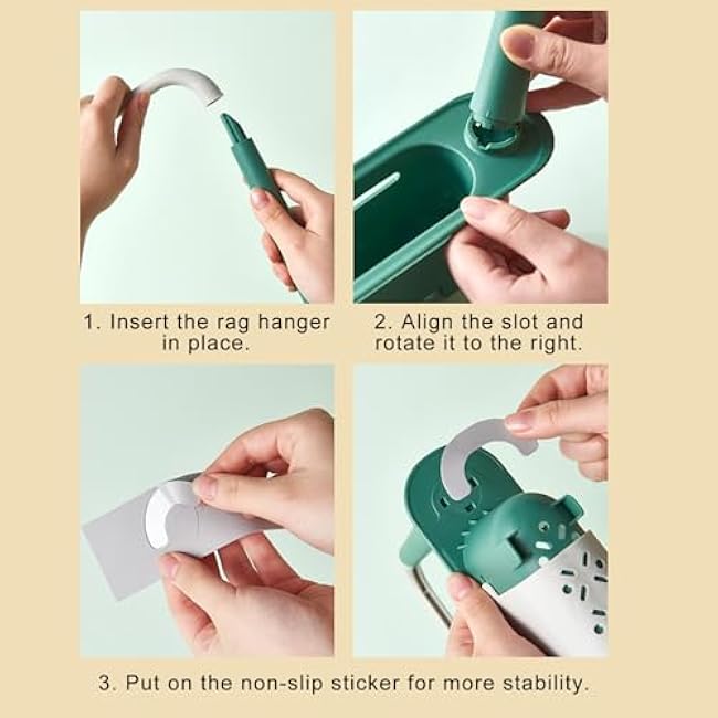 Updated Telescopic Sink Storage Rack, Sponge Organizer for Kitchen Sink, Adjustable Telescopic Storage Rack Drainage Rack (E-Black)