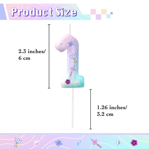 Image of Pink Number 1 Birthday Candles, Cartoon Themed Cake Toppers for Boys Girls Cake Decorations, Birthday Decorations Party Supplies, Number Candles for Party Decor