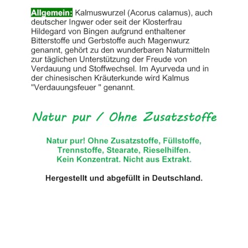 Kalmus-Wurzel Magenwurz Magen Bitter(stoffe) APERITIF & DIGESTIF Verdauung Stoffwechsel 240 (2x120) Kapseln nach Ayurveda & Hildegard von Bingen - NATUR PUR ohne ZUSATZSTOFFE. 26860-2