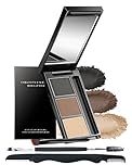 Lestpola Eyebrow Powder Makeup Kit-3 Colors Eye Brow Tint Palette Long-Lasting Waterproof, Grey Brown Series Filler, Fill & Sculpt Full Eyebrows, With Mirror, Brow Tool, Vegan & Cruelty Free -Set 03