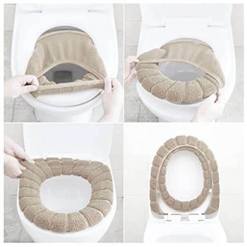 WC-Abdeckung Toilette Sitzkissen Toilette Sitzbezug Pad Plüsch Toilette Sitzmatte Toilettensitzbezüge Waschbar Winter Warm Weich Toilettensitz WäRmer für Badezimmerzubehör – Bild 8