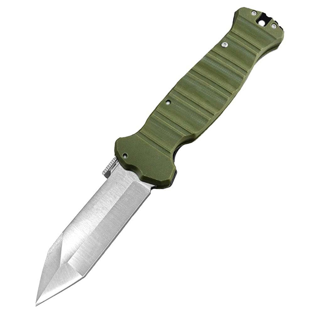 Klappmesser 9.45" robust taschenmesser aus edelstahl & G10 grün, CTS-XHP stahl klinge messer, Outdoor Edc Messer Survival Jagdmesser, tragbare campingmesser, Scharfes Einhandmesser tanto clip, groß