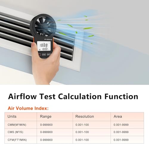 Compteur CFM anémomètre avec mesure volume d'air et rétroéclairage LCD - 5