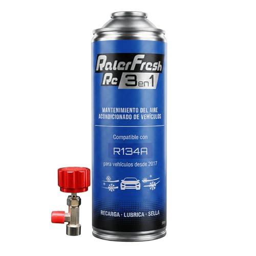 Ralerfresh RC 3 en 1 – Recarga de Aire acondicionado coche R134A hasta 2016   Gas refrigerante, Sella fugas, lubricante (1 Botella RC 3 en 1 de 500 ml + Llave dosificadora)