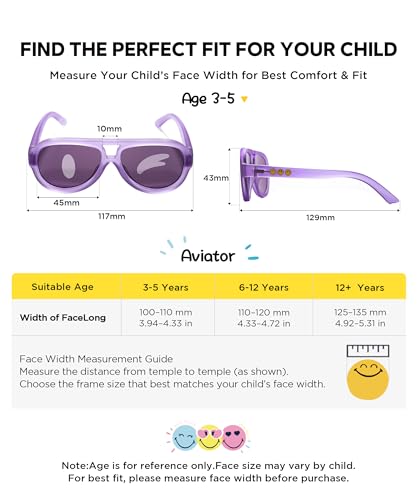 Image of SMILEYWORLD Kids Sunglasses for Boys Girls Age 3-12 UV400 Protection Sunglasses, Flexible Lightweight Shades
