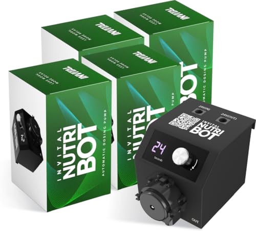 INVITAL NutriBOT Set – 4 automatische Aquarium-Düngemittelspender mit Netzteil – Präzise Flüssigdosierung für Aquarienpflanzen & Aquascaping