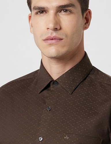 Image of Arrow Men Slim fit Cotton Self-Design Long Sleeves Spread Collar Shirt