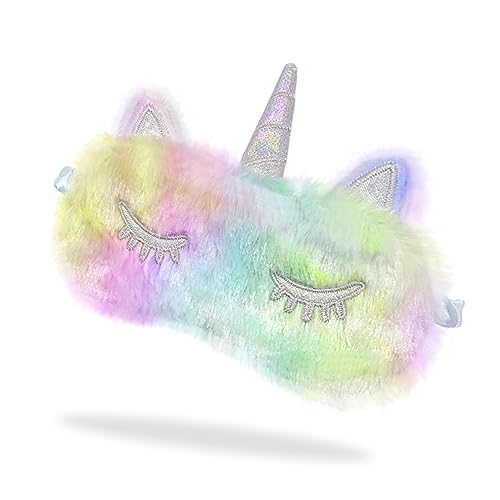 Kids Eye Mask For Sleeping, Cute Soft Plush Unicorn Sleep Eye Cover For Women Toddler, Funny Animal Eye Blindfold Sleep Eye Cover Shade For Kids Girls Car Travel #TOP1