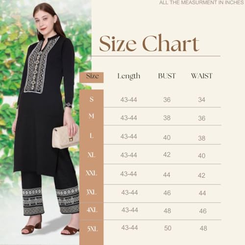 Image of Rosary Women's Woolen Winter Embroidered Kurta with Palazzo | Warm Ethnic Suit Set - 2 Piece Outfit
