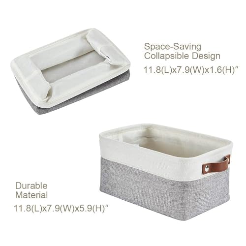 Image of DECOMOMO Foldable Storage Bin [3-Pack] Collapsible Sturdy Cationic Fabric Storage Basket Cube W /Handles for Organizing Shelf Nursery Home Closet (Grey and White, Small - 11.8 x 8 x 6-6 Pack)