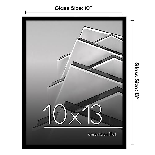Americanflat 10x13 Picture Frame with Shatter-Resistant Glass - Streamline Collection - Thin Border Photo Frame for Tabletop and Wall Display - Hanging Hardware and Easel Stand Included - Black