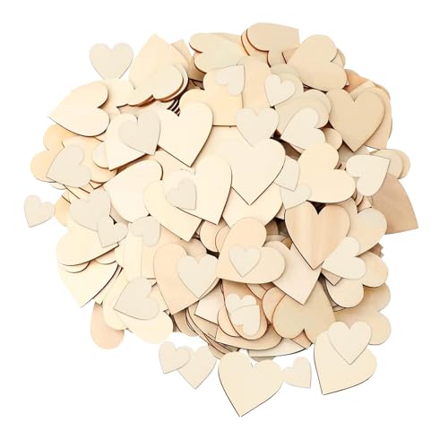 FAINCA 100 Piezas Corazones Madera, 3CM/4CM/5CM Corazones de Madera, Corazon Decoración Artesanal, para Decoración Boda Fiestas Producción Tarjetas Etiquetas Regalo Hecho a Mano