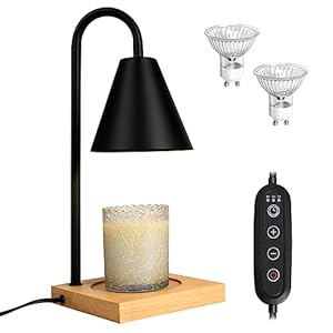 Candle Warmer Lamp, Dimmable Candle Warmer Lamp for Jar Candles, Electric Candle Warmer Lamp with Timer 2H/4H/8H Nightstand Lamp for Bedroom (2 Wax Warmer Bulbs)