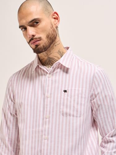 Image of THE BEAR HOUSE Men's Cotton Striped Slim Fit Shirt