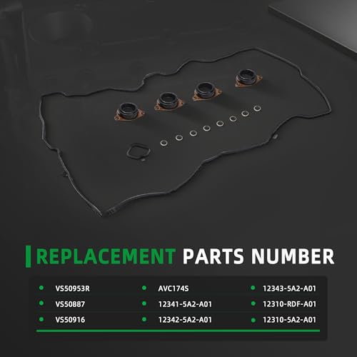 Image of Valve Cover Gasket Set 12030-5a2-a01 for Honda Accord 2013-2017, 2.4L L4 2356cc 144cid, Replace# VS50953R, VS50887, VS50916, 12341-5A2-A01