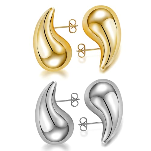 9 Pairs Chunky Gold Earrings Set for Women Trendy Lightweight Gold Plated Hoop Earrings Hypoallergenic Jewelry