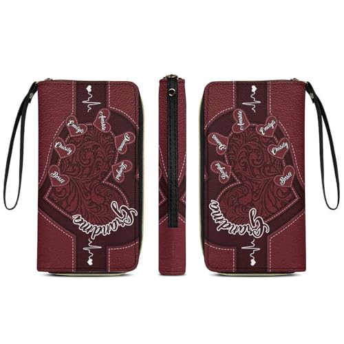 Personalized Grandma's Little Sweethearts Wallet Custom 1-15 Name Grandma Leather Long Wallet Loving Gift For Grandma Mother Mom Birthday Christmas Mothers Day (style 1)3